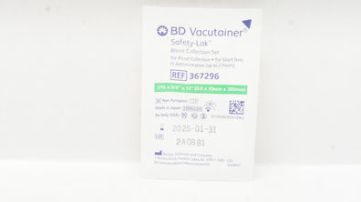 BD 367296 Vacutainer Safety-Lok Blood Collection Set 21G x 3/4 x 12inch